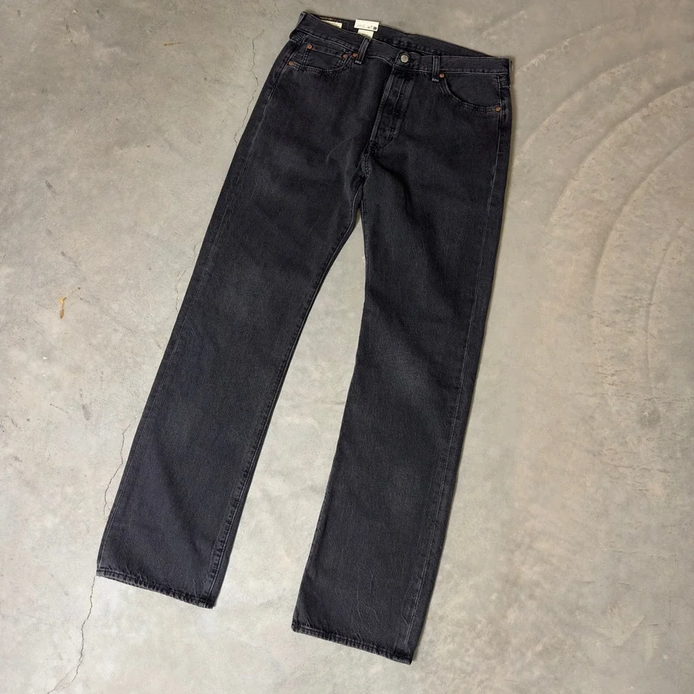 NWT Levi's 501 Original Jeans Mens 36x36 Black Straight Leg Baggy Denim Pants